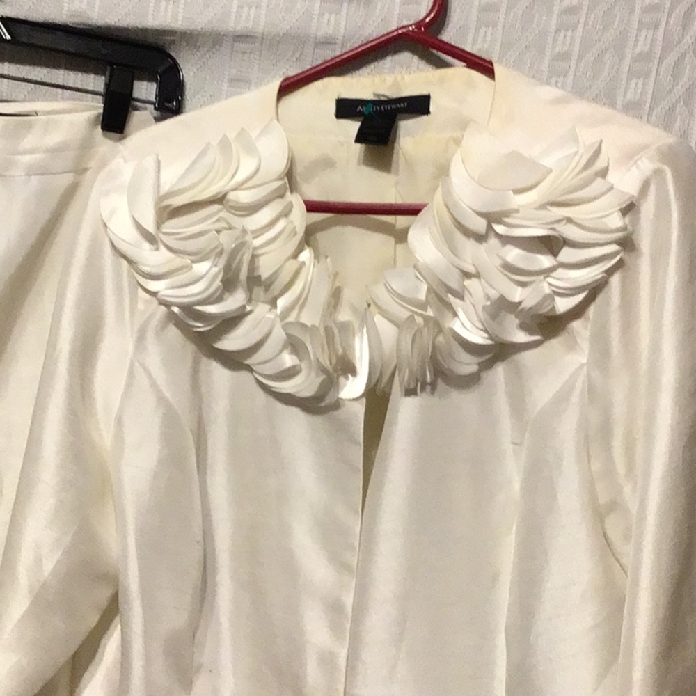 solid white suit by ashley steward good condition